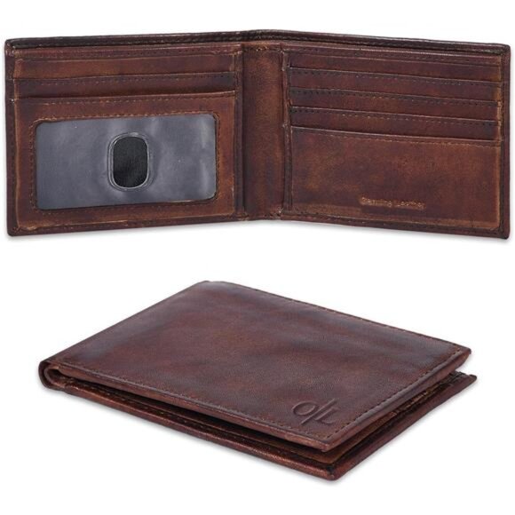 Slim Vegan Leather Wallet for Men -Coffee